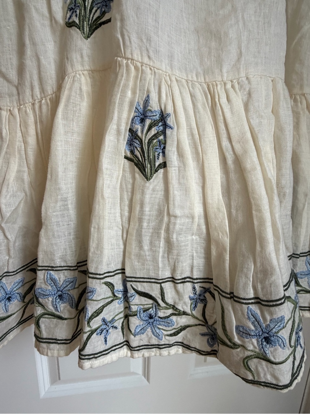 Agua by Agua Bendita Bossa Neck Maxi Dress Blue Floral Embroidery $1300 - Picture 6 of 13